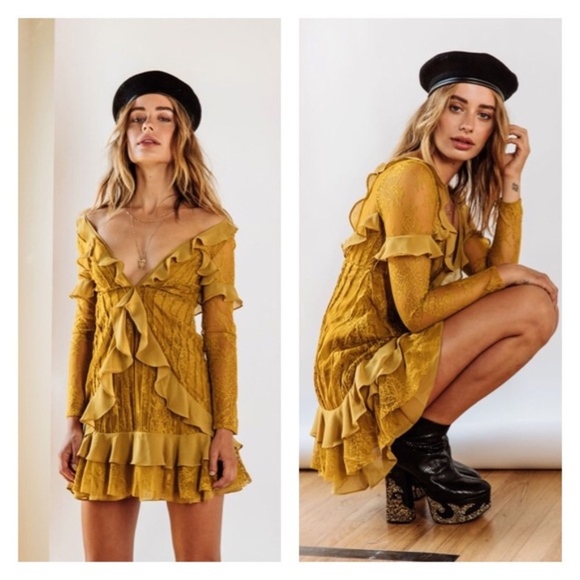For Love And Lemons Dresses & Skirts - NWT For Love & Lemons Lace Ruffles Party Dress